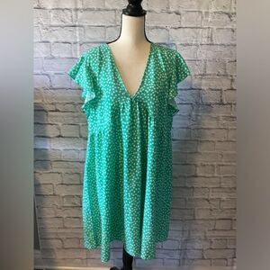 Shein Curve - Women’s Plus Light Teal & White Floral Dress